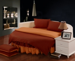 Комплект постільної білизни з простирадлом-підзором на Кругле ліжко Винний + Медовий Чернигов