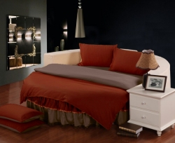 Комплект постільної білизни з цільним простирадлом-підзором на Кругле ліжко Винний + Порох Чернигов