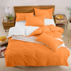 Подростковое двустороннее постельное белье Оранжевый + Белый Чернигов